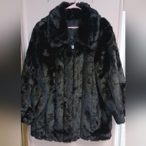 Luxurious faux fur coat 1X black "Dennis Basso"